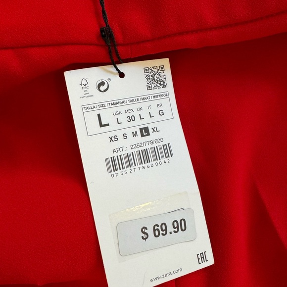 Zara Wide Leg Red Pant - Picture 2 of 2